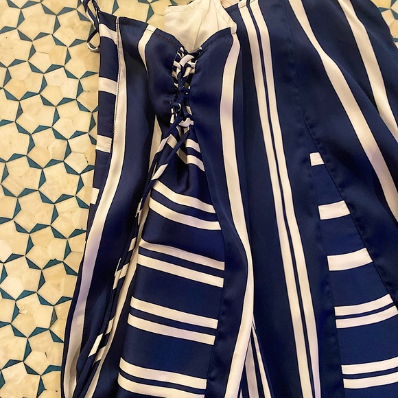 Philosophy Blue and White Striped Romper Tie Up Sides size XS NWT - Picture 3 of 7